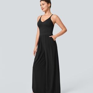 Halara Backless Side Invisible Zipper Pocket Wide Leg Quick Dry Resort Slip